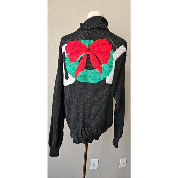 ONE OF A KIND Handmade Christmas Turtleneck Sweater Front Back Snowman Sm Med - Picture 6 of 8